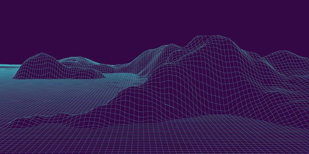 Free vector low poly wireframe landscape banner design