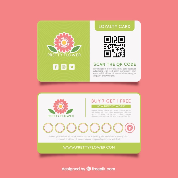 Loyalty card template with floral style