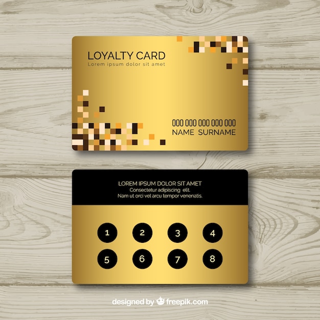 Free Vector loyalty card template with golden style