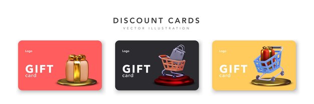 Loyalty program customer gift reward bonus card isolated on white background Vector illustration