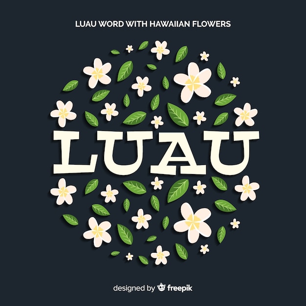 Free Vector luau word hawaiian flowers background