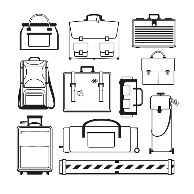 Luggages set. Bags and suitcases