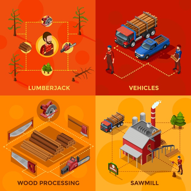 Free Vector lumberjack isometric design concept