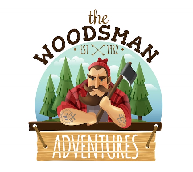 Free Vector lumberjack woodsman adventures  logo icon 