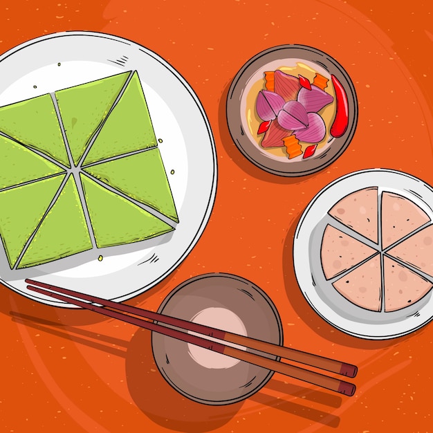 Free Vector lunar new year traditional food