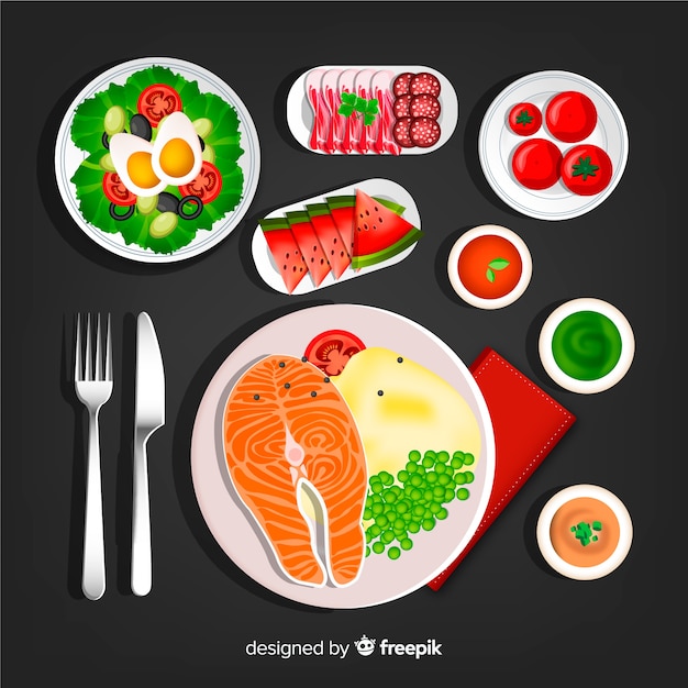 Free Vector lunch dishes collection