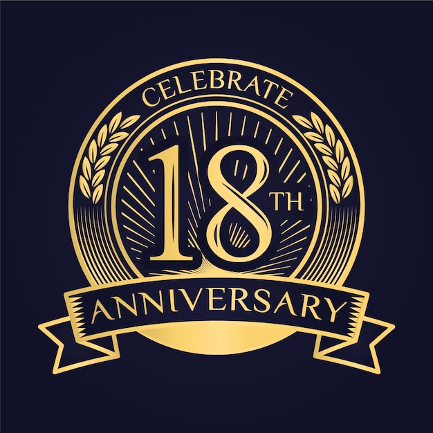 Luxurious 18th anniversary logo