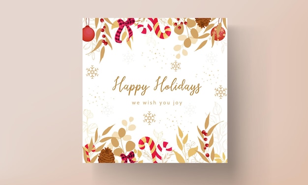 luxurious gold and red merry Christmas card design