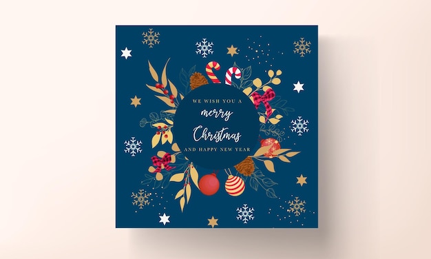 luxurious gold and red merry Christmas card design