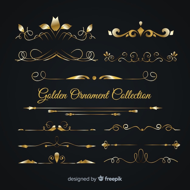 Free Vector luxurious golden ornament collection