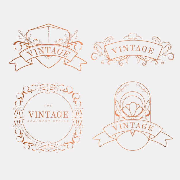 Free Vector luxurious vintage art nouveau badge vector set