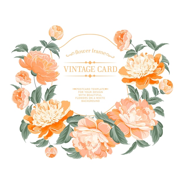 Free Vector luxurious vintage label with peonies