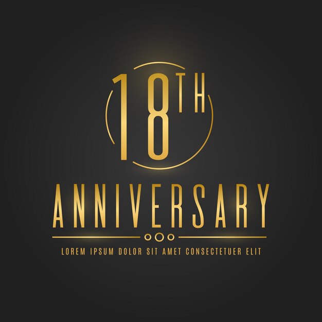 Free Vector luxury 18th anniversary logo