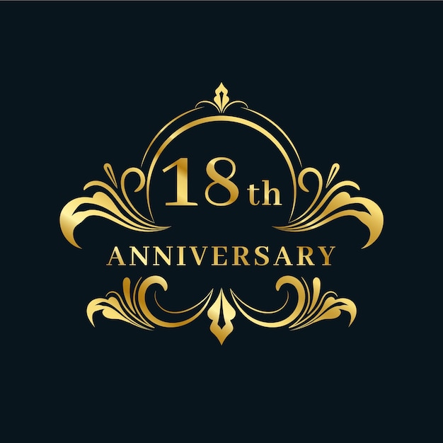 Free Vector luxury 18th anniversary logo