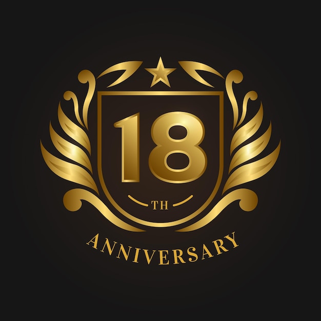 Free Vector luxury 18th anniversary logo