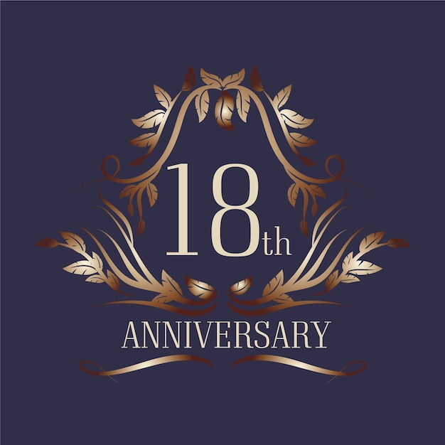 Free Vector luxury 18th anniversary logo