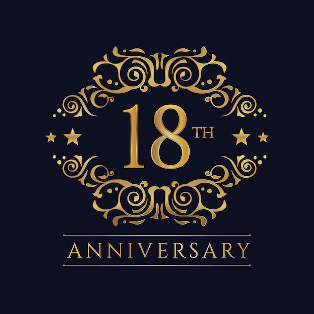 Free Vector luxury 18th anniversary logo