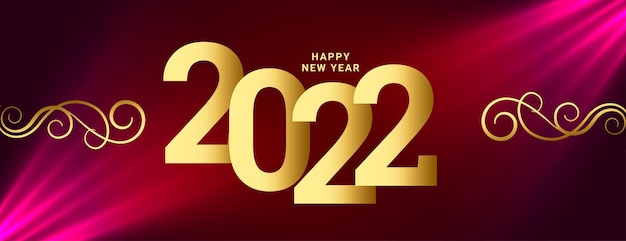 Luxury 2022 new year golden banner with light effect