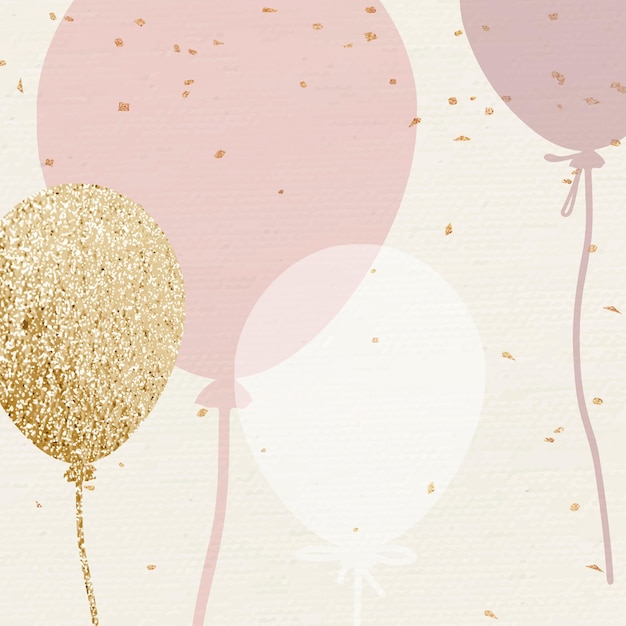 Free Vector luxury balloon background celebration in pink and gold tone