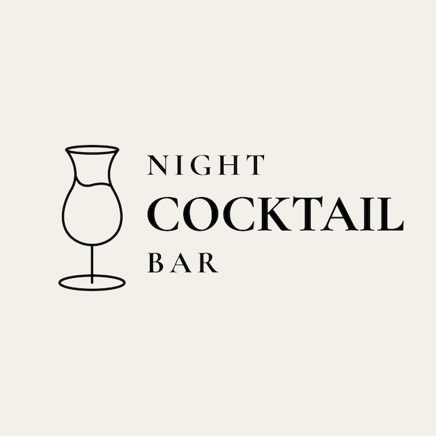 Free Vector luxury bar logo template  with minimal cocktail glass