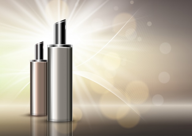 Luxury blank cosmetic bottles background