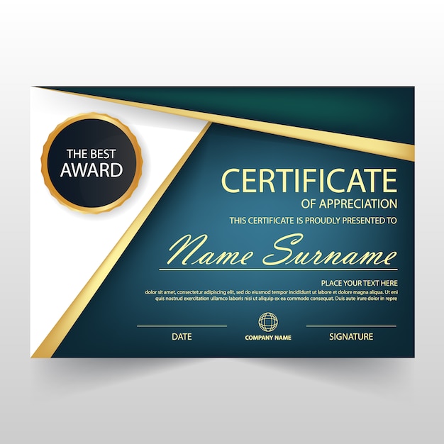 Luxury blue horizontal diploma design