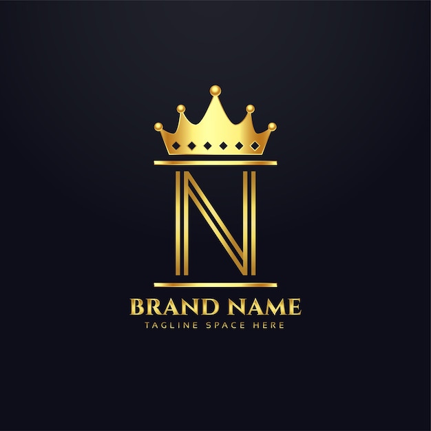 Free Vector luxury brand logo for letter n with crown