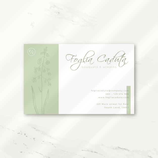 Luxury business card in white with flowers