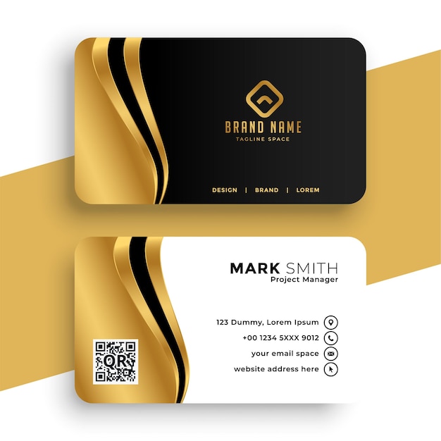 Luxury business card with golden wave 