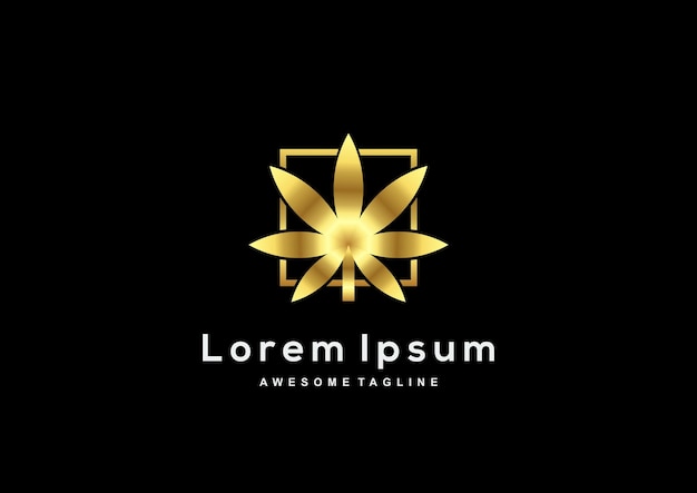 Luxury Cannabis gold color logo template