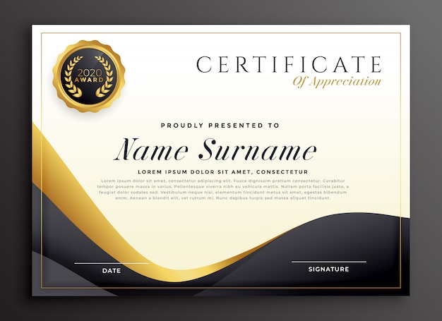 Luxury certificate of appreciation template