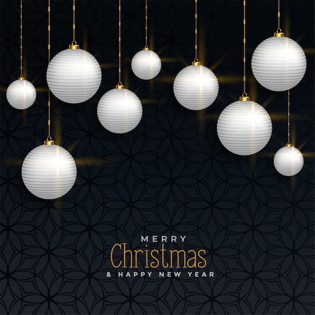 Free Vector luxury christmas greeting with hanging balls