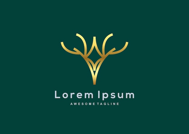 Luxury Deer gold color logo template