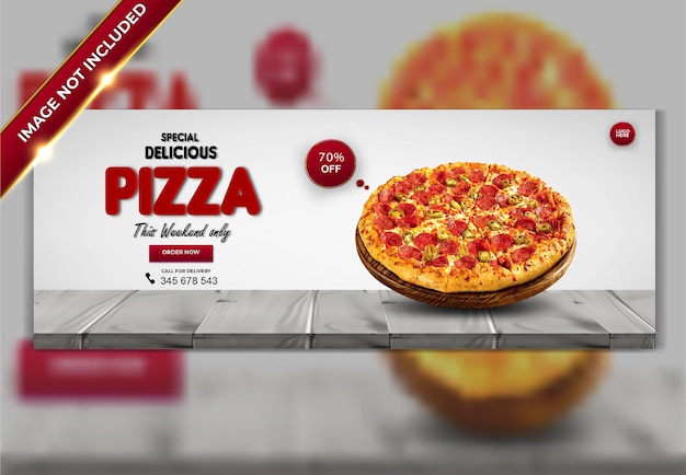 Free vector luxury delicious pizza food menu facebook cover template design