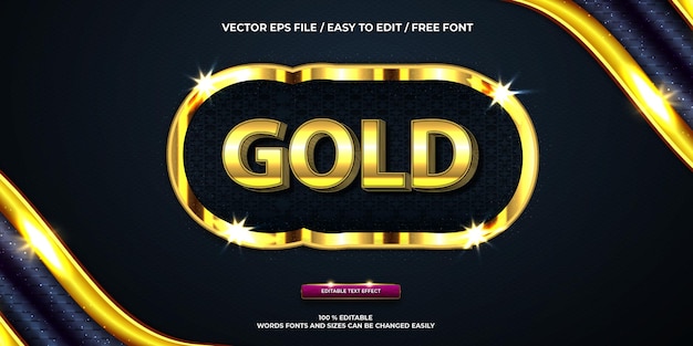 Free Vector luxury editable text effect gold 3d text style