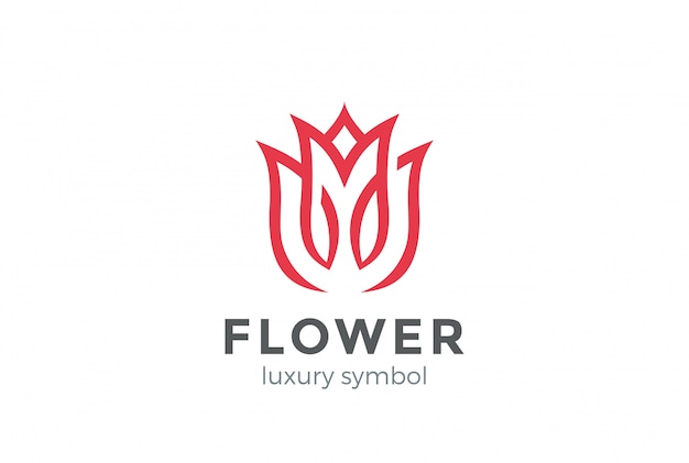 Free Vector luxury fashion flower logo abstract linear style.
looped tulip rose lines logotype design template