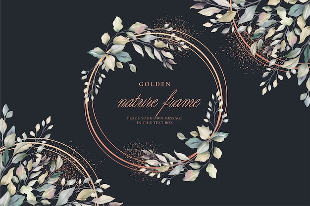 Luxury Floral Card With Golden Frame