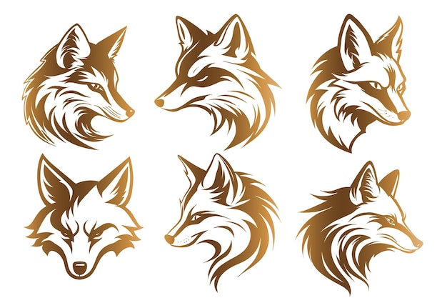 Free Vector luxury fox head logo collection