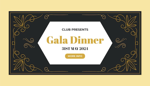 Luxury gala dinner horizontal banner