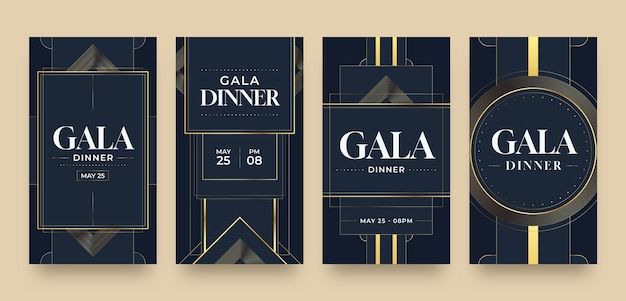 Free Vector luxury gala dinner instagram stories template