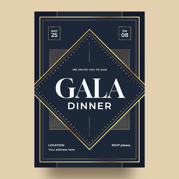 Luxury gala dinner invitation template