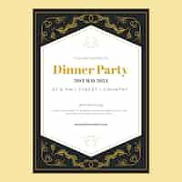 Free vector luxury gala dinner invitation template