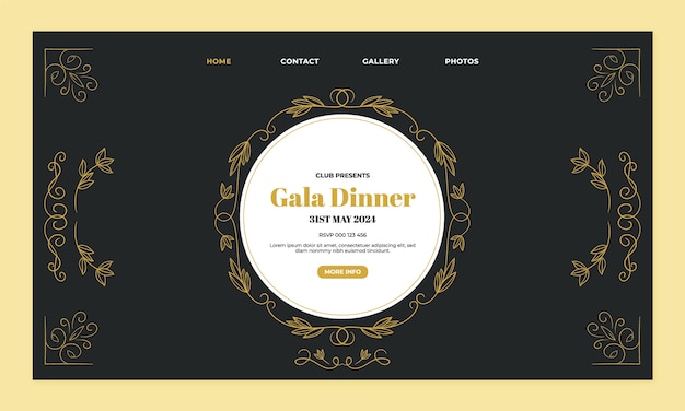 Luxury gala dinner landing page template