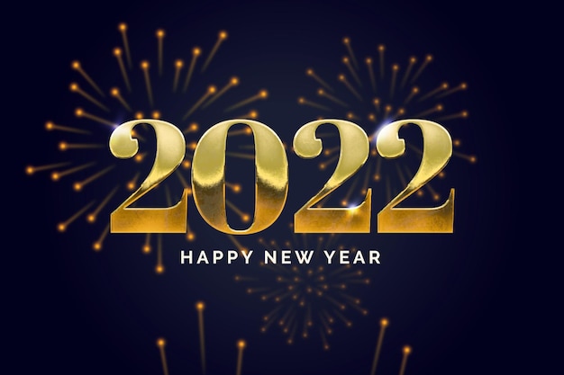 Luxury golden background for 2022 with fireworks