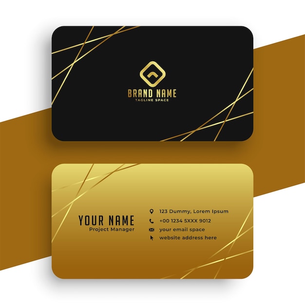 Free vector luxury golden and black vip business card template