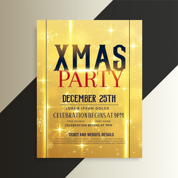 Luxury golden christmas flyer design template