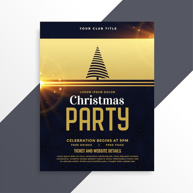 Luxury golden christmas party flyer template