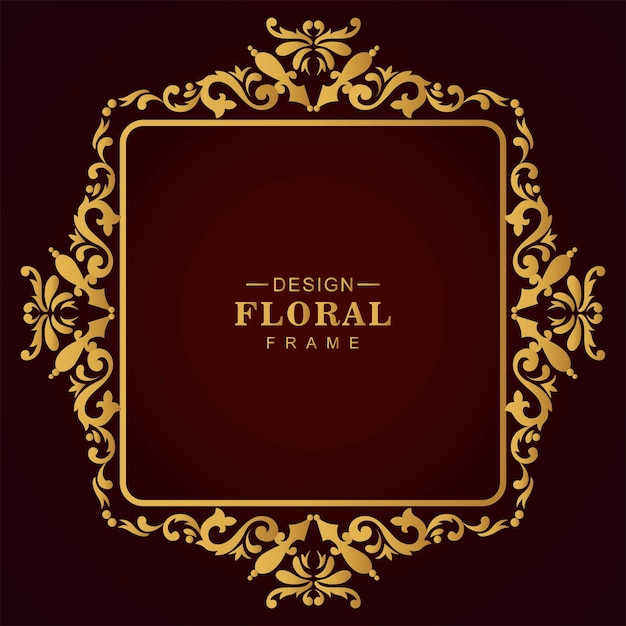 Free Vector luxury golden floral frame illustration design