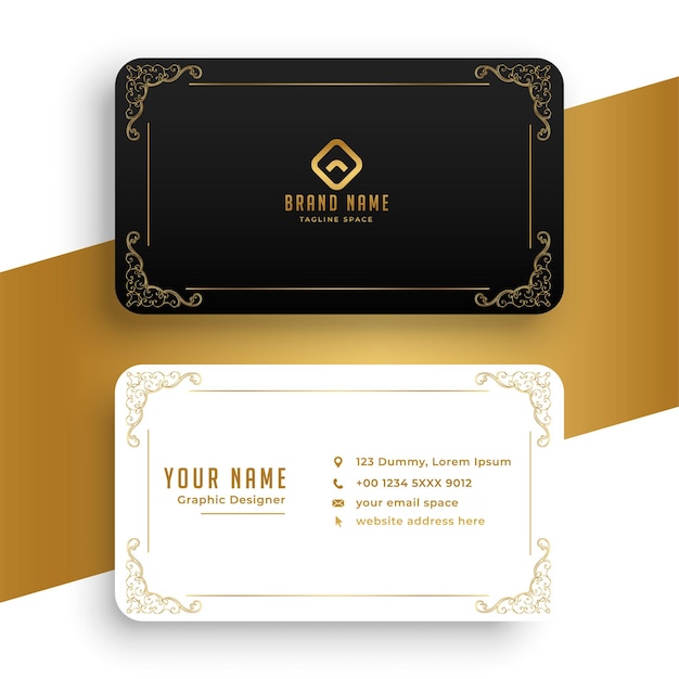 Luxury golden frame business card mockup design