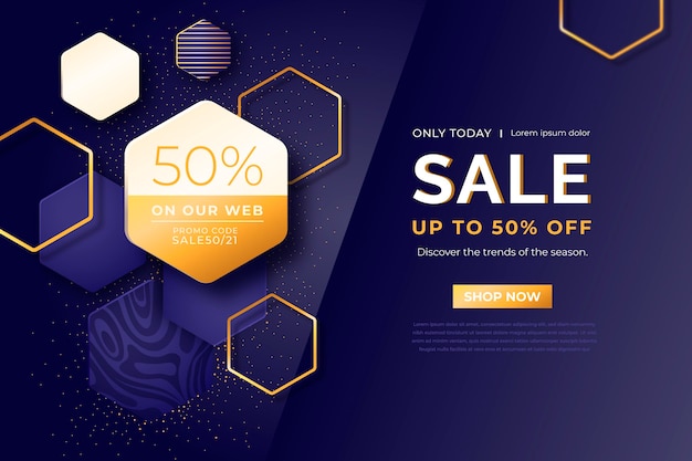 Luxury golden geometric shapes sale background